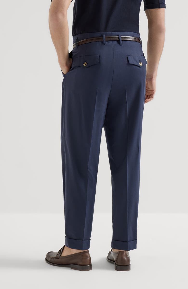 Brunello Cucinelli Double pleated trousers, Alternate, color, Navy Blue