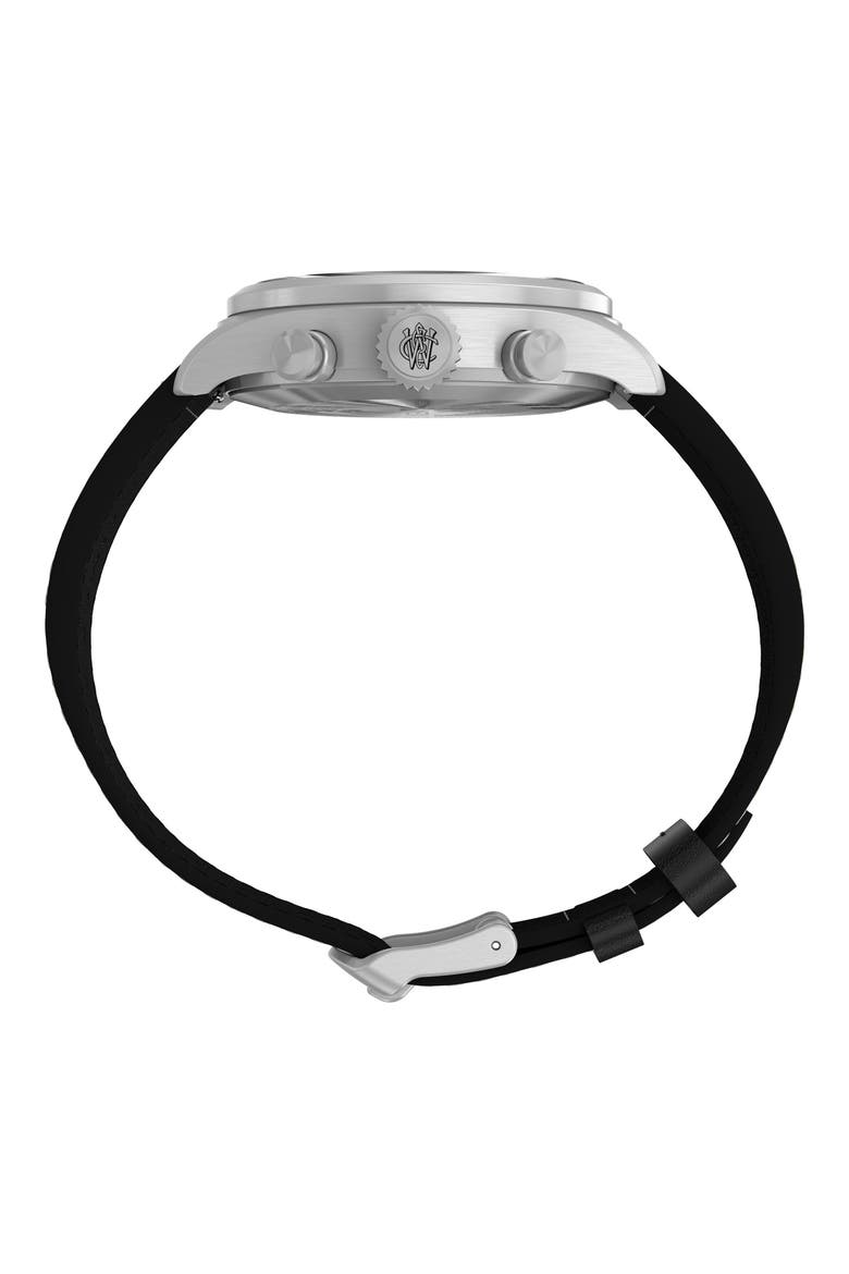 Waterbury Ace Chronograph Leather Strap Watch, 41mm, Alternate, color, BLACK