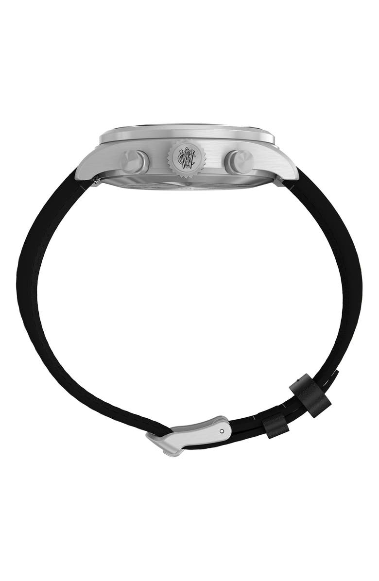 Timex<sup>®</sup> Waterbury Ace Chronograph Leather Strap Watch, 41mm, Alternate, color, Black