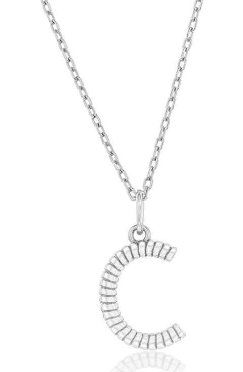 Croissant Initial Pendant Necklace