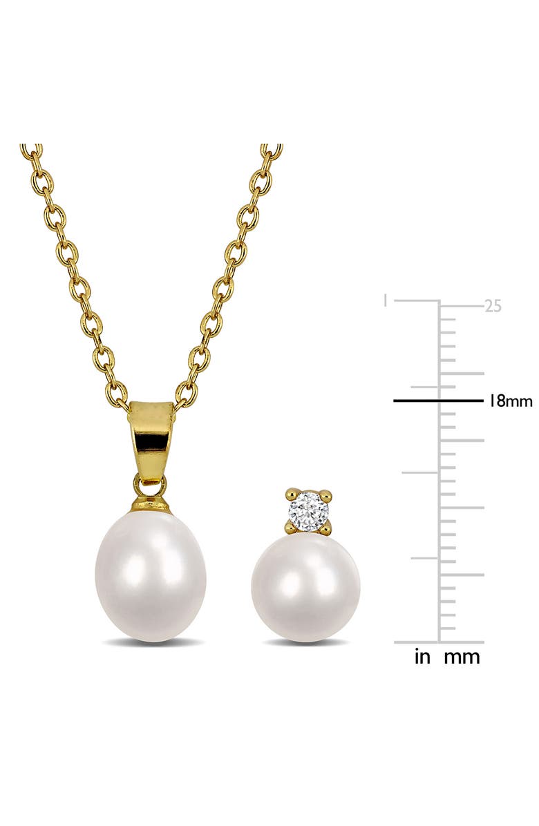 DELMAR Cultured Pearl & Cubic Zirconia Pendant Necklace & Stud Earrings, Alternate, color, 