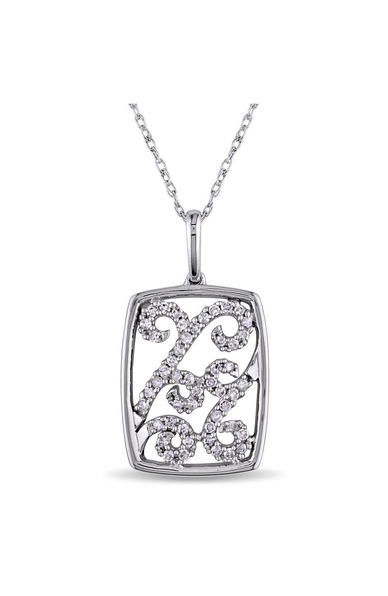Julianna B. Diamond Filigree Pendant Necklace 10k, Main, color, 10K White Gold