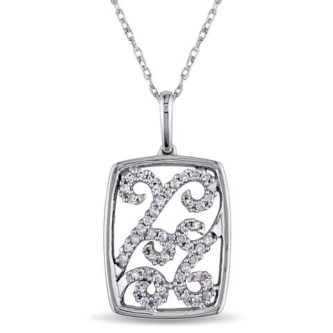 Diamond Filigree Pendant Necklace 10k