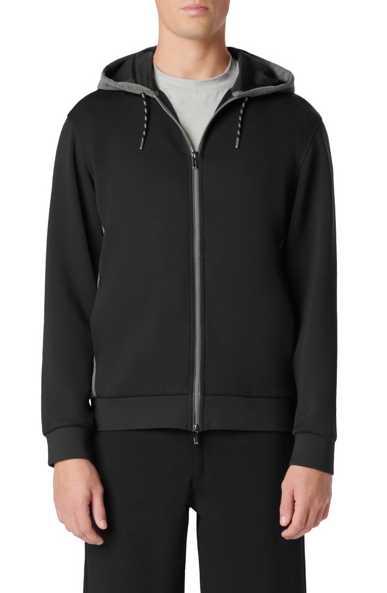 Bugatchi Full Zip Hoodie, Main, color, Caviar