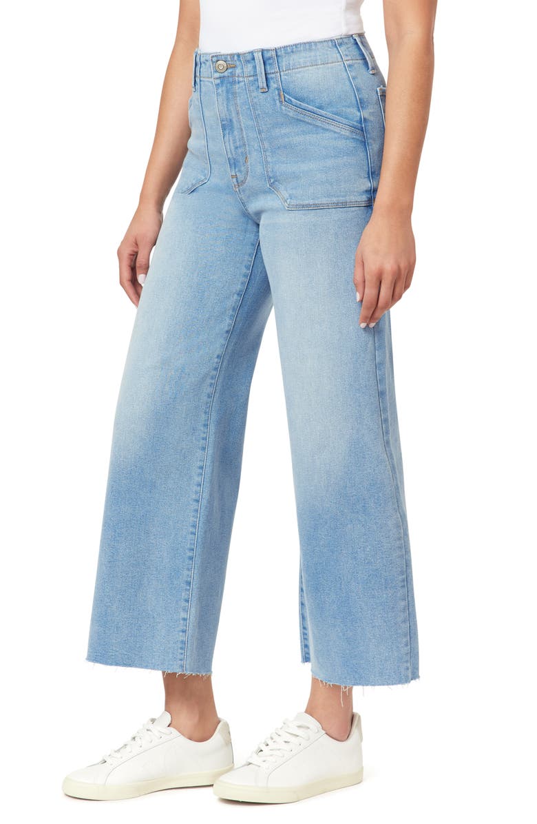 Kensie High Waist Raw Hem Crop Wide Leg Jeans, Alternate, color, Brisbane