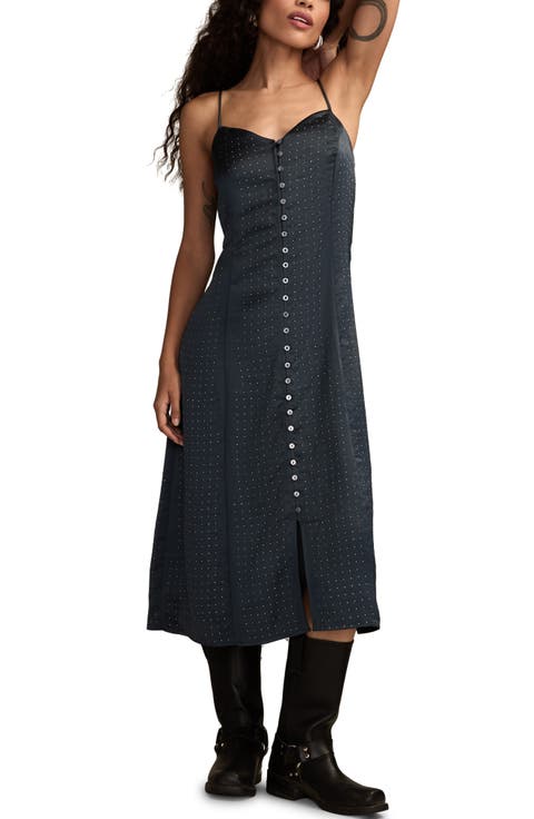 Embellished Button-Up Midi Dress