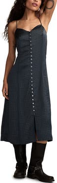 Lucky Brand Embellished Button-Up Midi Dress