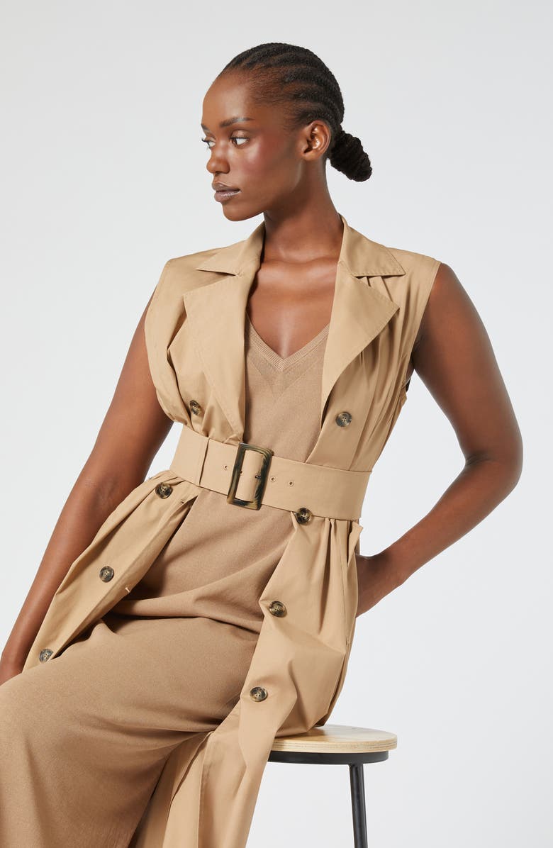 Marina Rinaldi Magnete Sleeveless Trench Dress, Alternate, color, Hazelnut Brown