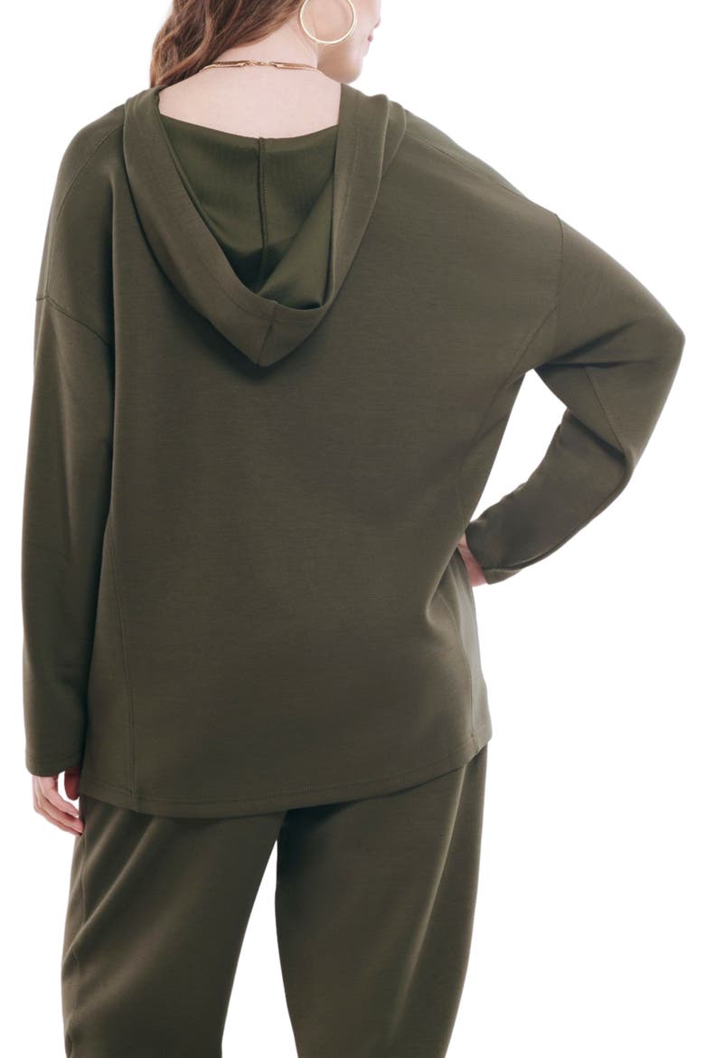 V-Neck Pullover Scuba Knit Hoodie, Alternate, color, Deep Depths