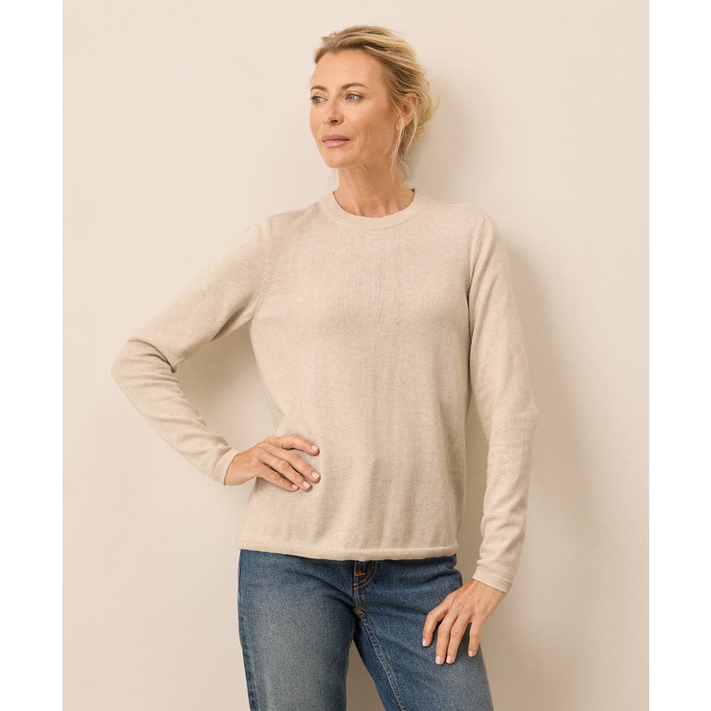 Pact Organic Cotton Classic Fine Knit Crew Sweater In Brown
