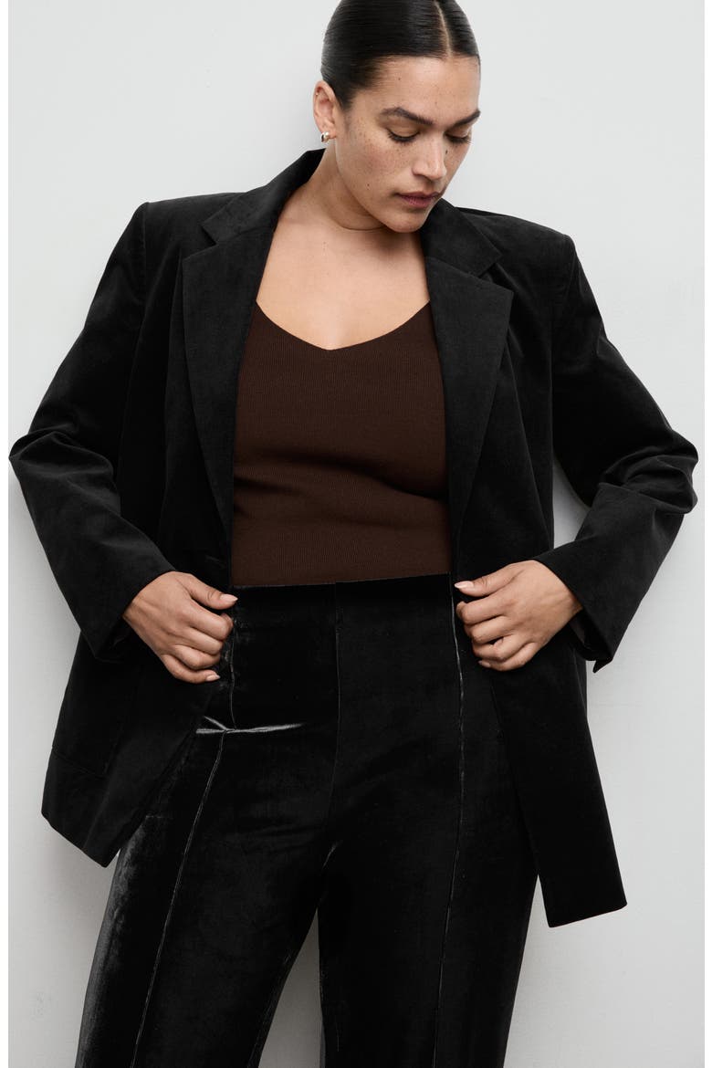 Mid Rise Velvet Pants, Alternate, color, BLACK