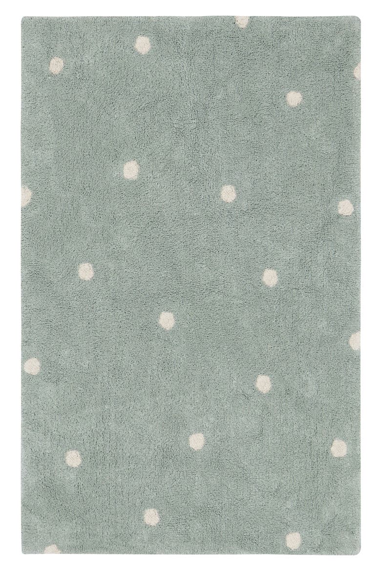 Mini Polka Dot Washable Cotton Blend Rug, Main, color, BLUE SAGE NATURAL