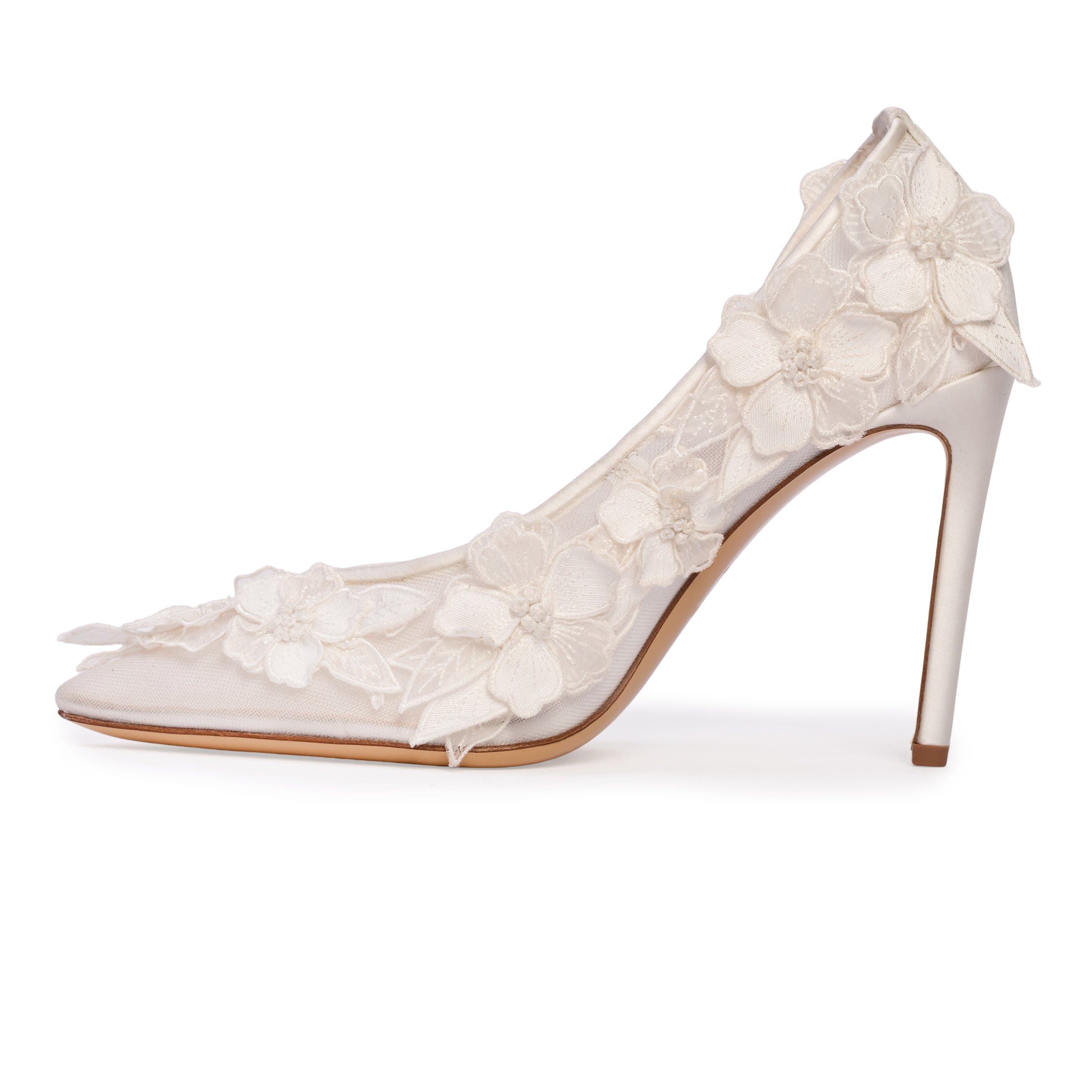 La Rose Pump, Alternate, color, White satin