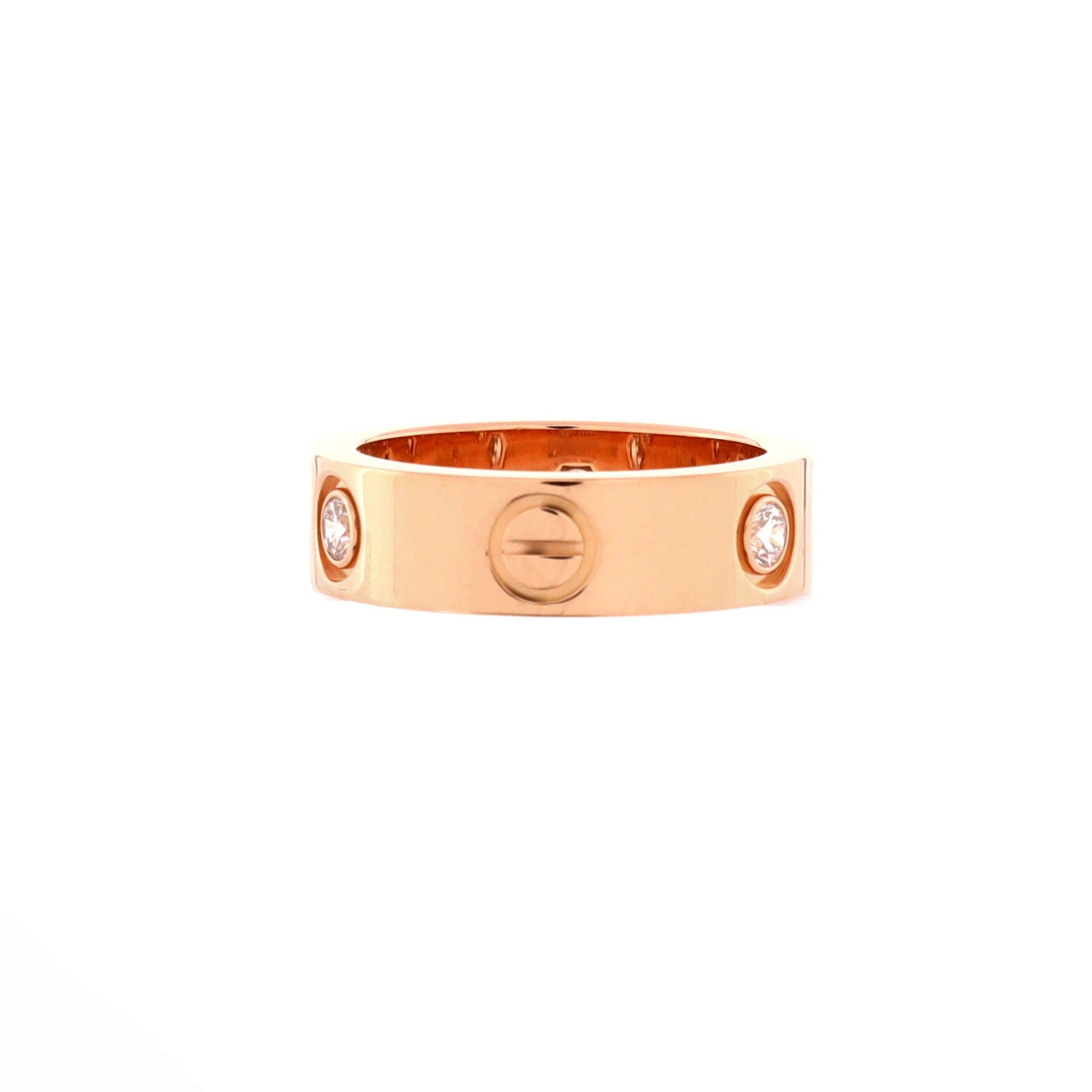 Love 3 Diamonds Band Ring 18K Rose Gold with Diamonds, Alternate, color, Metallic Gold