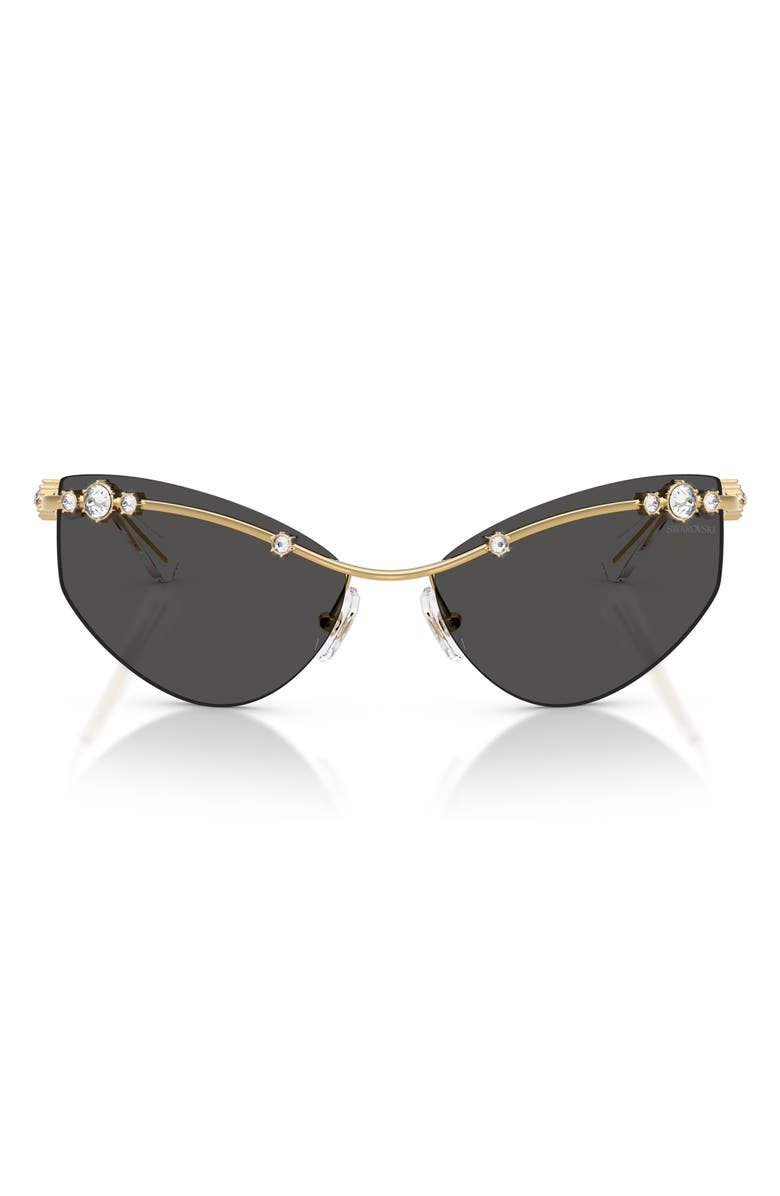 Swarovski 61mm Irregular Sunglasses, Main, color, Gold / Dark Grey