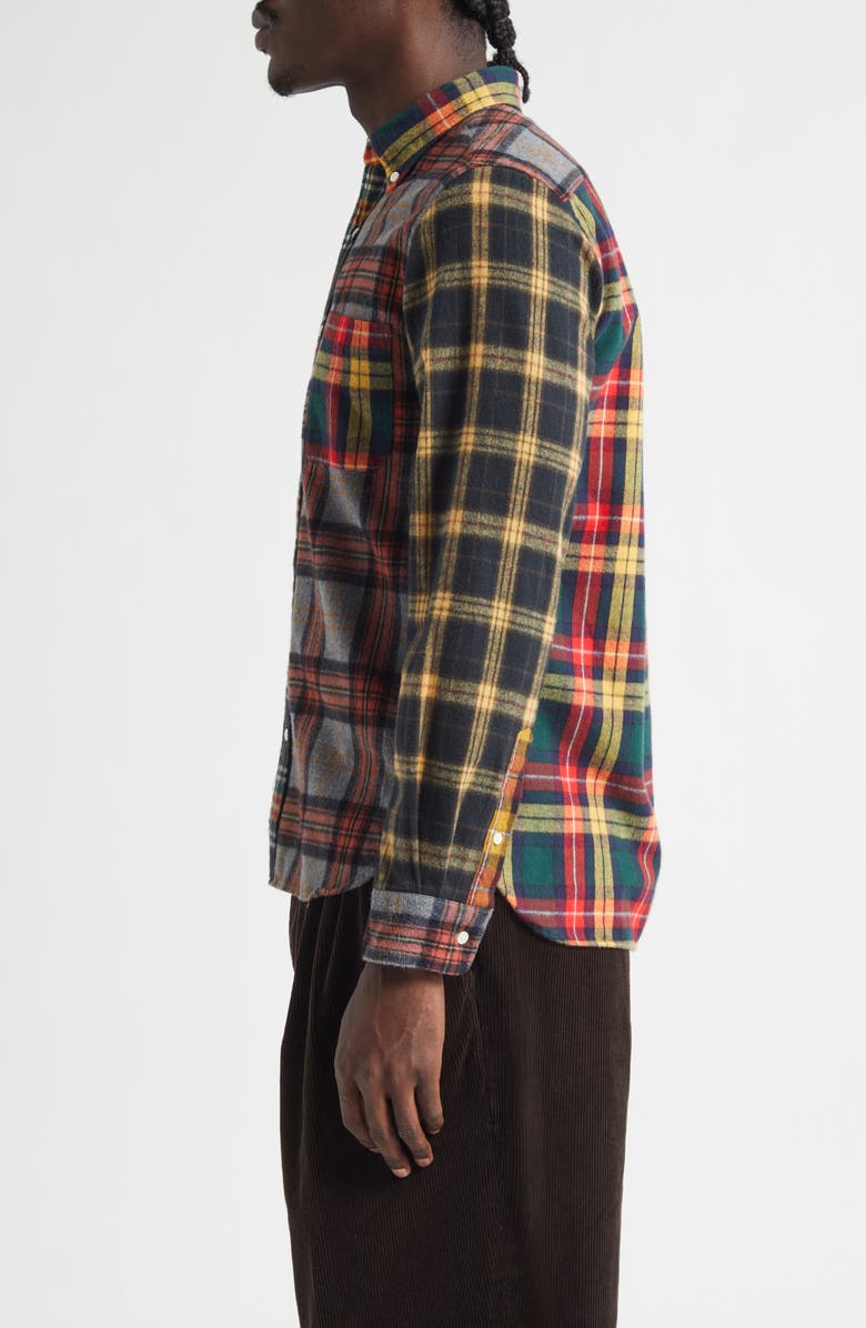 BEAMS Plaid Flannel Button-Down Shirt, Alternate, color, Yellow