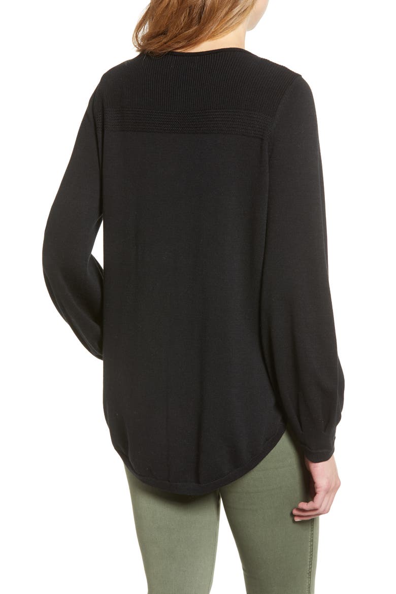 Bishop Sleeve Sweater, Alternate, color, BLACK