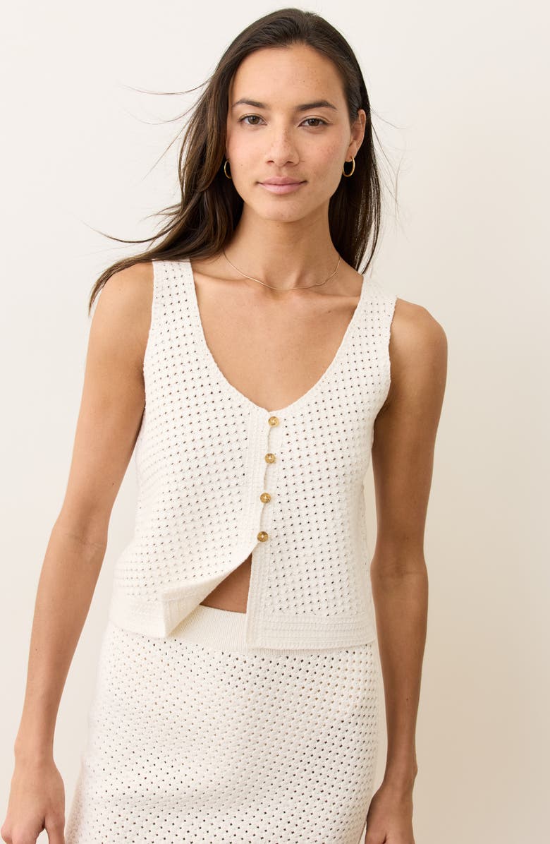 Marine Layer Oasis Cotton Blend Sweater Vest, Alternate, color, Cream