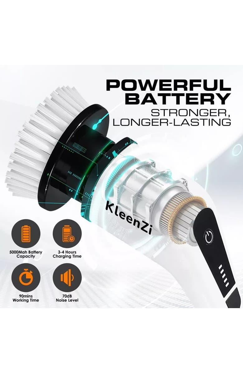 Luminuxe Electric Spin Multi-Surface Scrubber Cleaning Brush with Adjustable Handle, Alternate, color, White