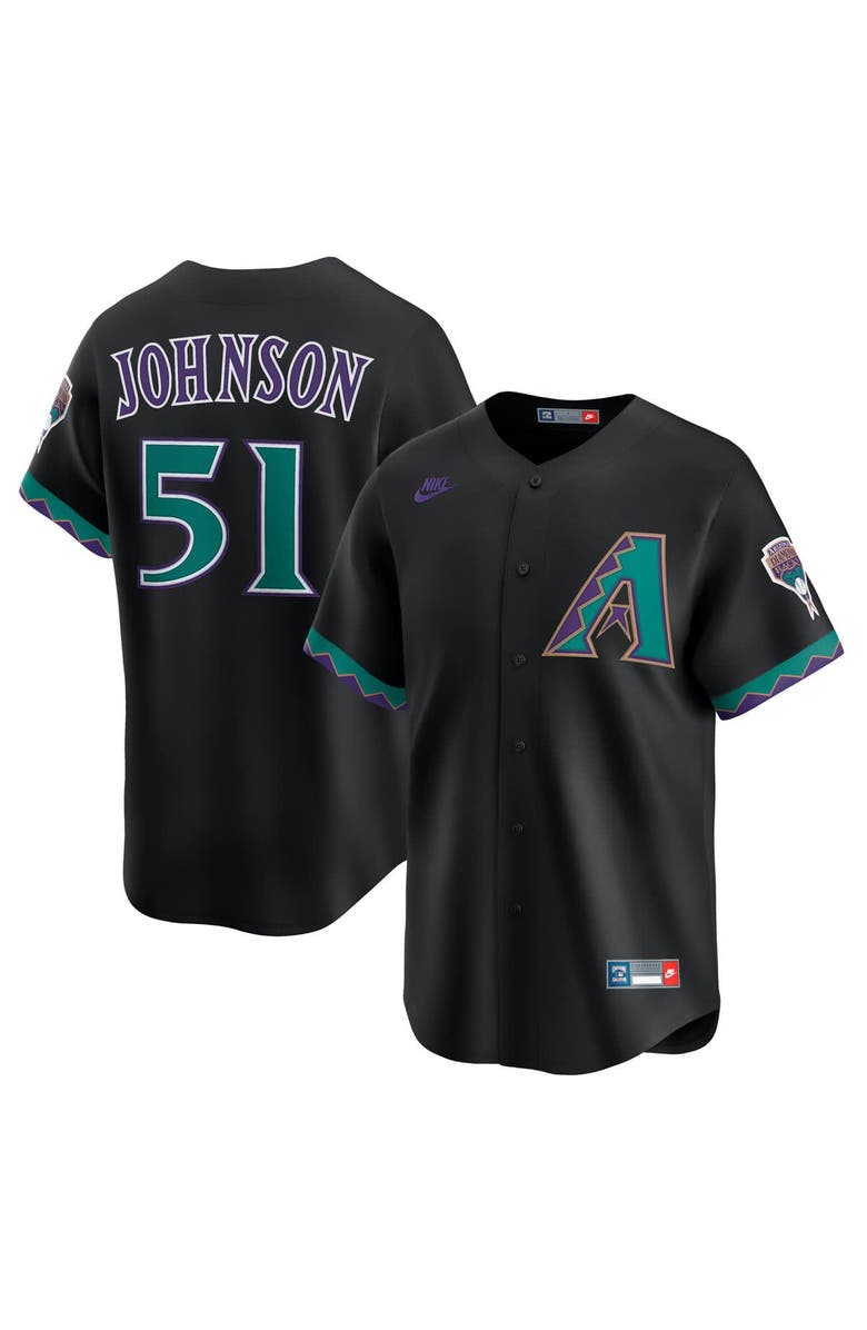 Nike Men's Nike Randy Johnson Black Arizona Diamondbacks Throwback Cooperstown Collection Limited Jersey, Main, color, 