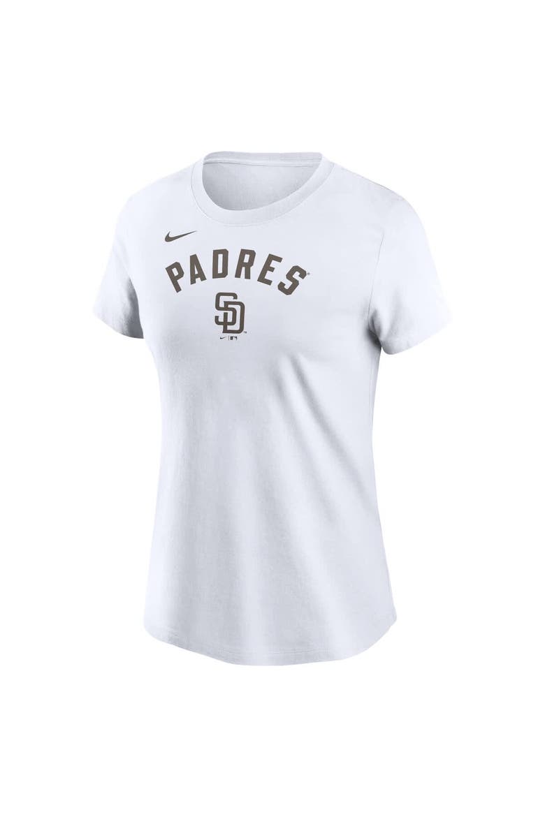 Women's Nike White San Diego Padres Team Arch T-Shirt, Alternate, color, White
