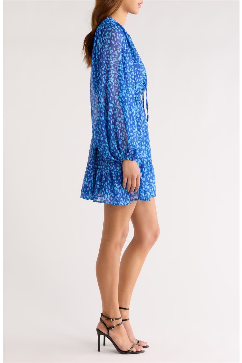Madeira Metallic Abstract Print Long Sleeve Dress, Alternate, color, BLUE-MULTI