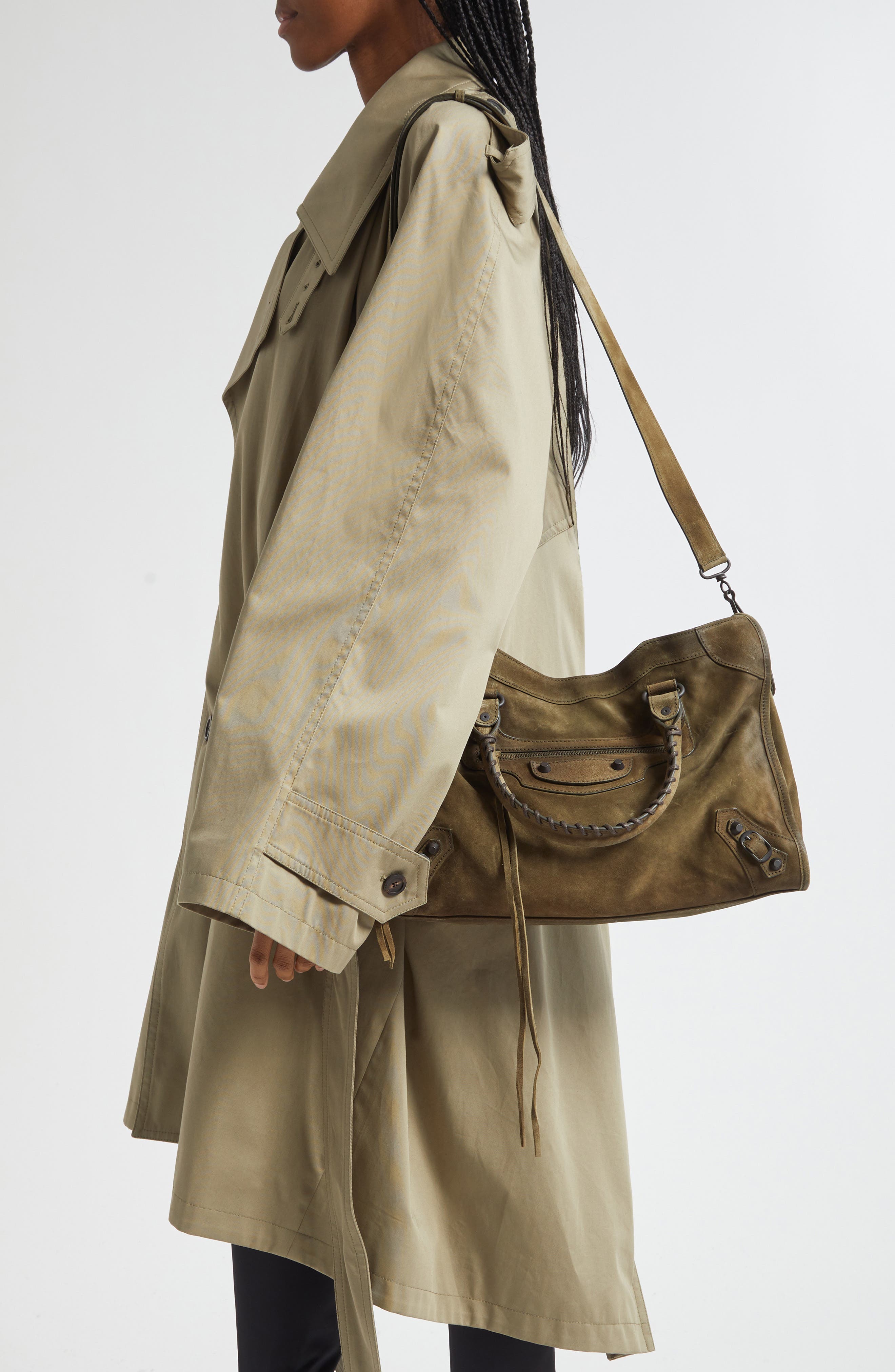 Balenciaga Medium Le City Suede Satchel, Alternate, color, 