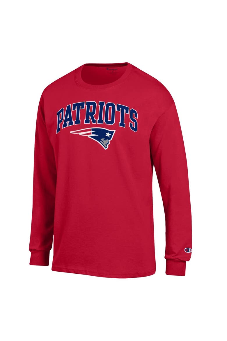 Men's Champion Red New England Patriots Arch Over Logo Long Sleeve T-Shirt, Alternate, color, Red