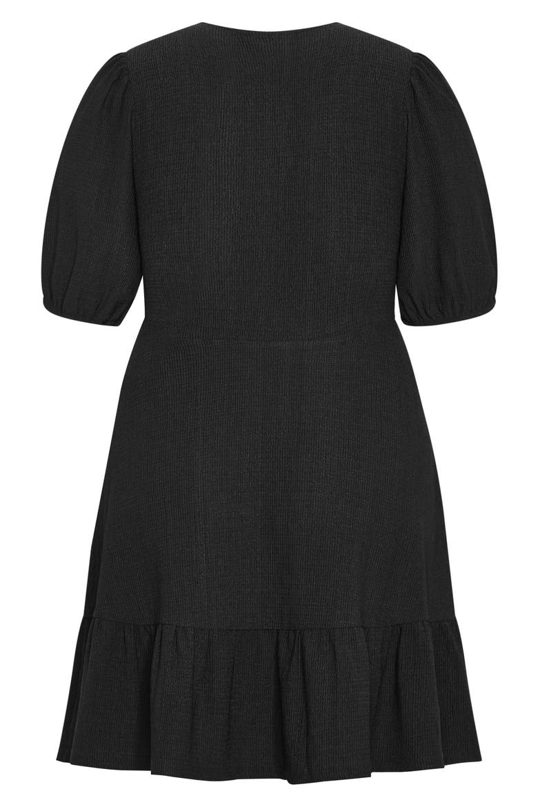 Katelyn Puff Sleeve Faux Wrap Dress, Alternate, color, BLACK