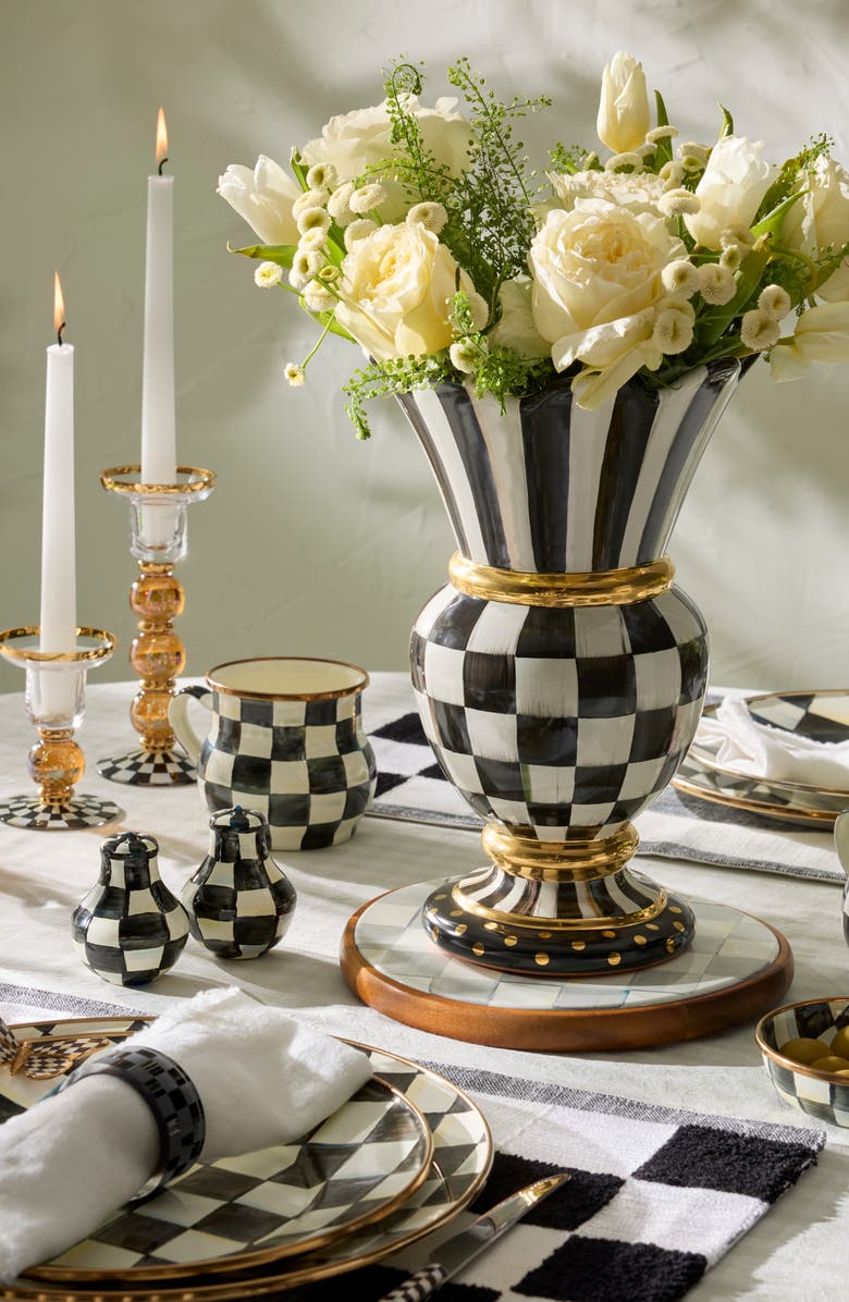 MACKENZIE CHILDS Black Checks & Stripes Set of 4 Placemats, Alternate, color, Black