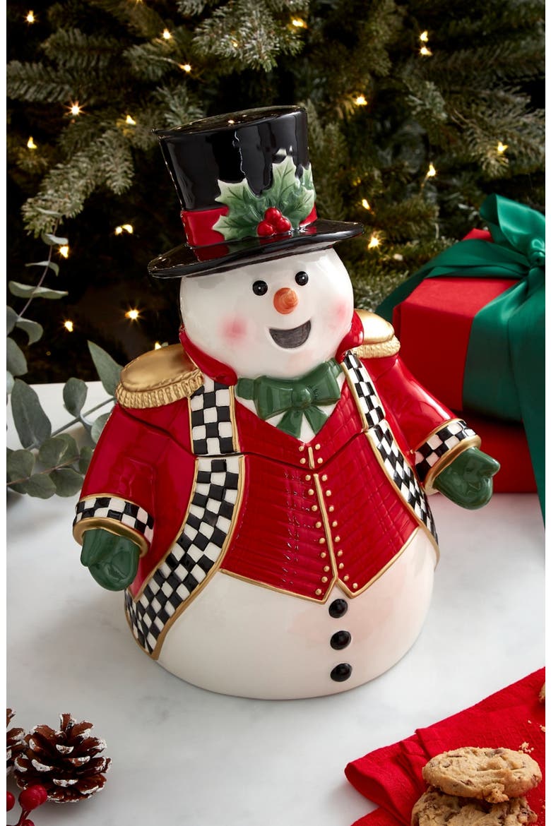 Christmas Tree Snowman Cookie Jar, Alternate, color, GREEN