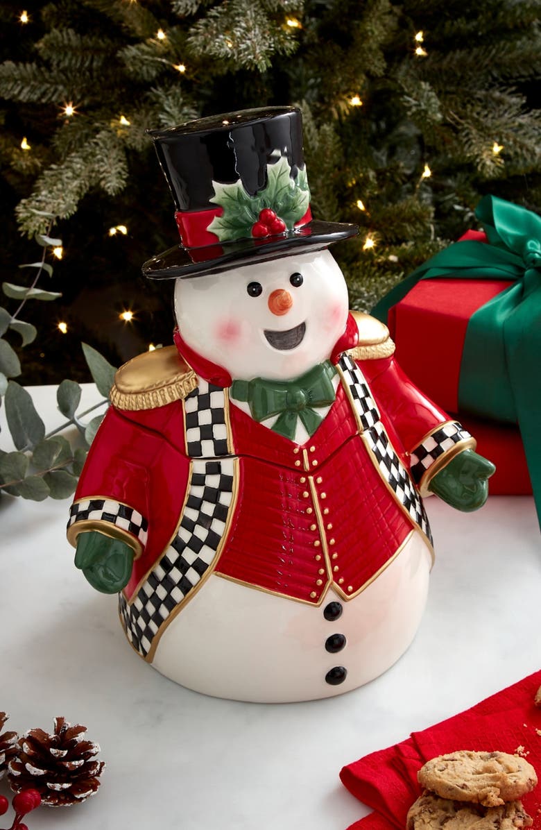 Spode Christmas Tree Snowman Cookie Jar, Alternate, color, Green
