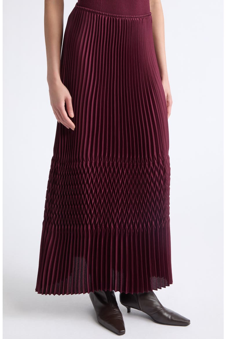 Plissé Straight Midi Skirt, Alternate, color, AUBERGINE