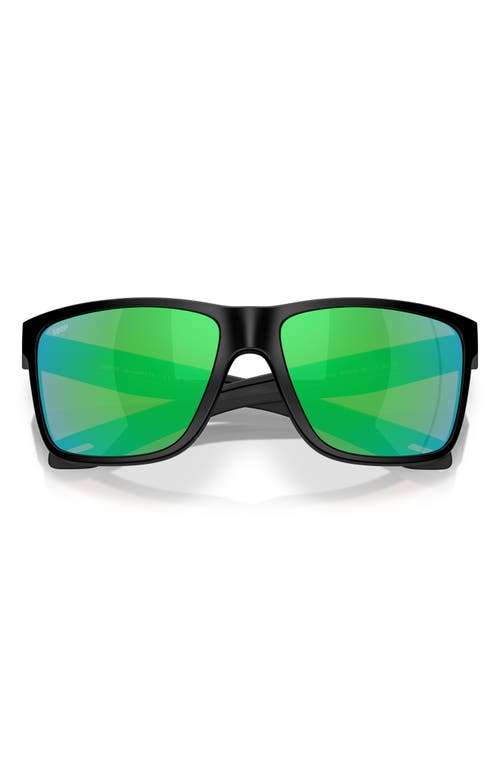 Costa Del Mar Broadbill Ii 58mm Polarized Rectangular Sunglasses In Matte Black/bright Green
