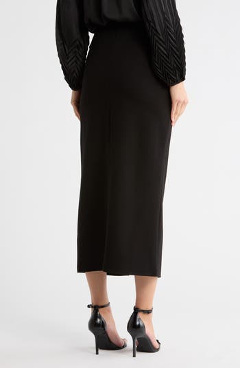 Faux Leather Slit Pencil Skirt