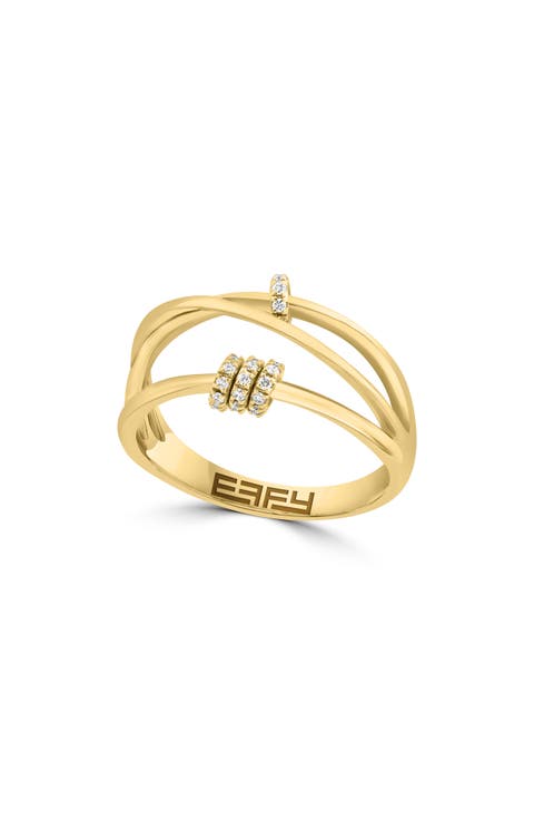 14K Gold Diamond Bead Ring - 0.14ct