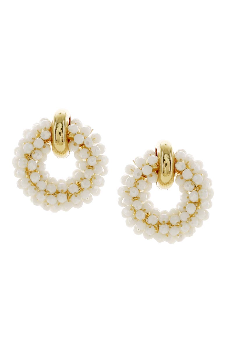 Isadora Wreath Earrings, Main, color, GOLD / WHITE