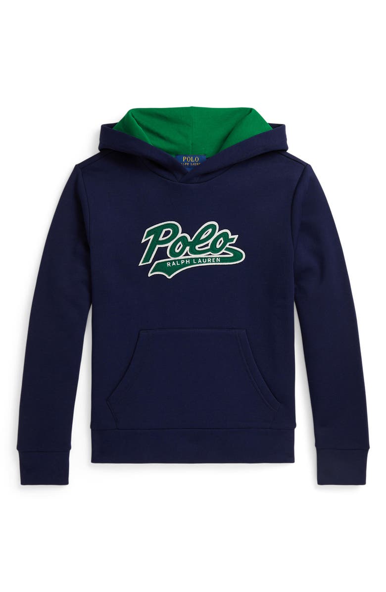 Polo Ralph Lauren Kids' Logo Patch Hoodie, Main, color, Refined Navy