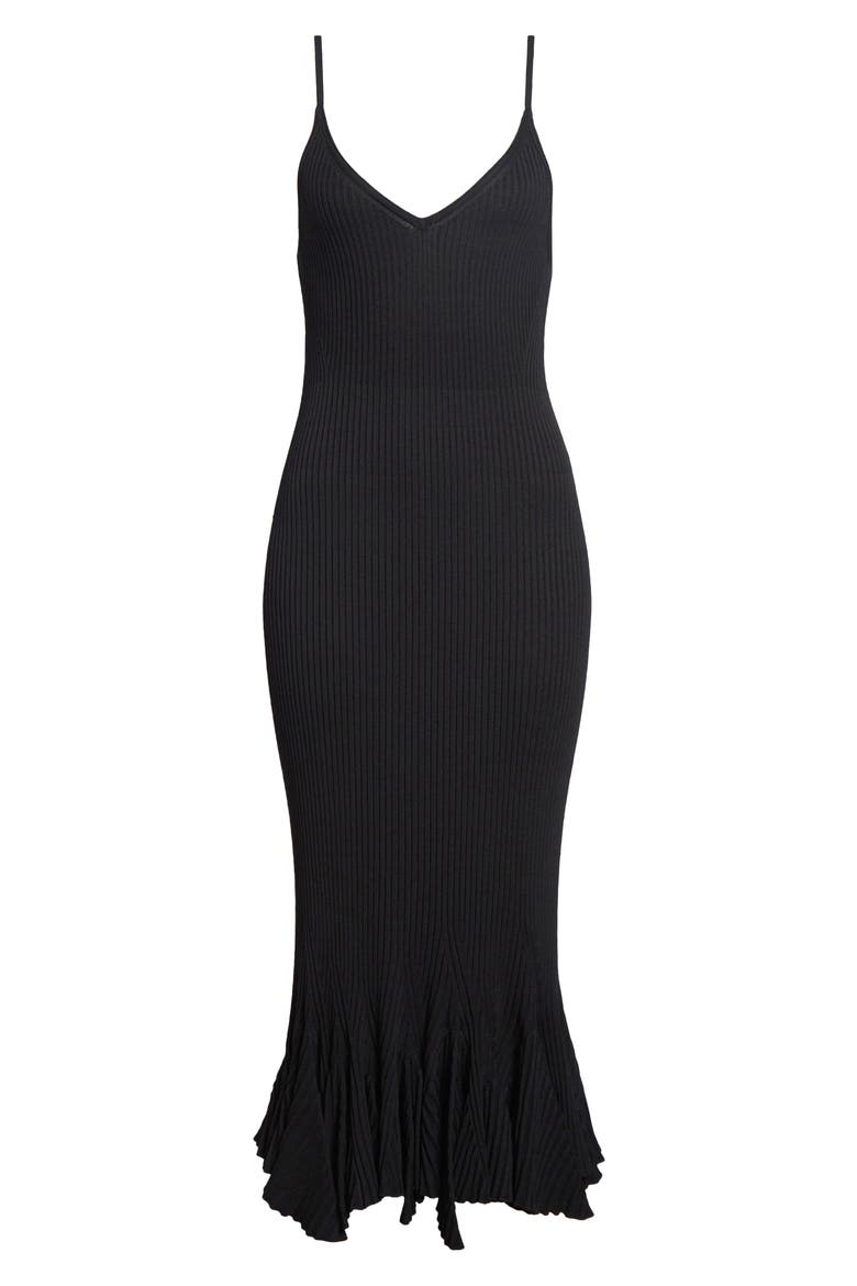 Giuditta Rib Sweater Dress, Alternate, color, BLACK