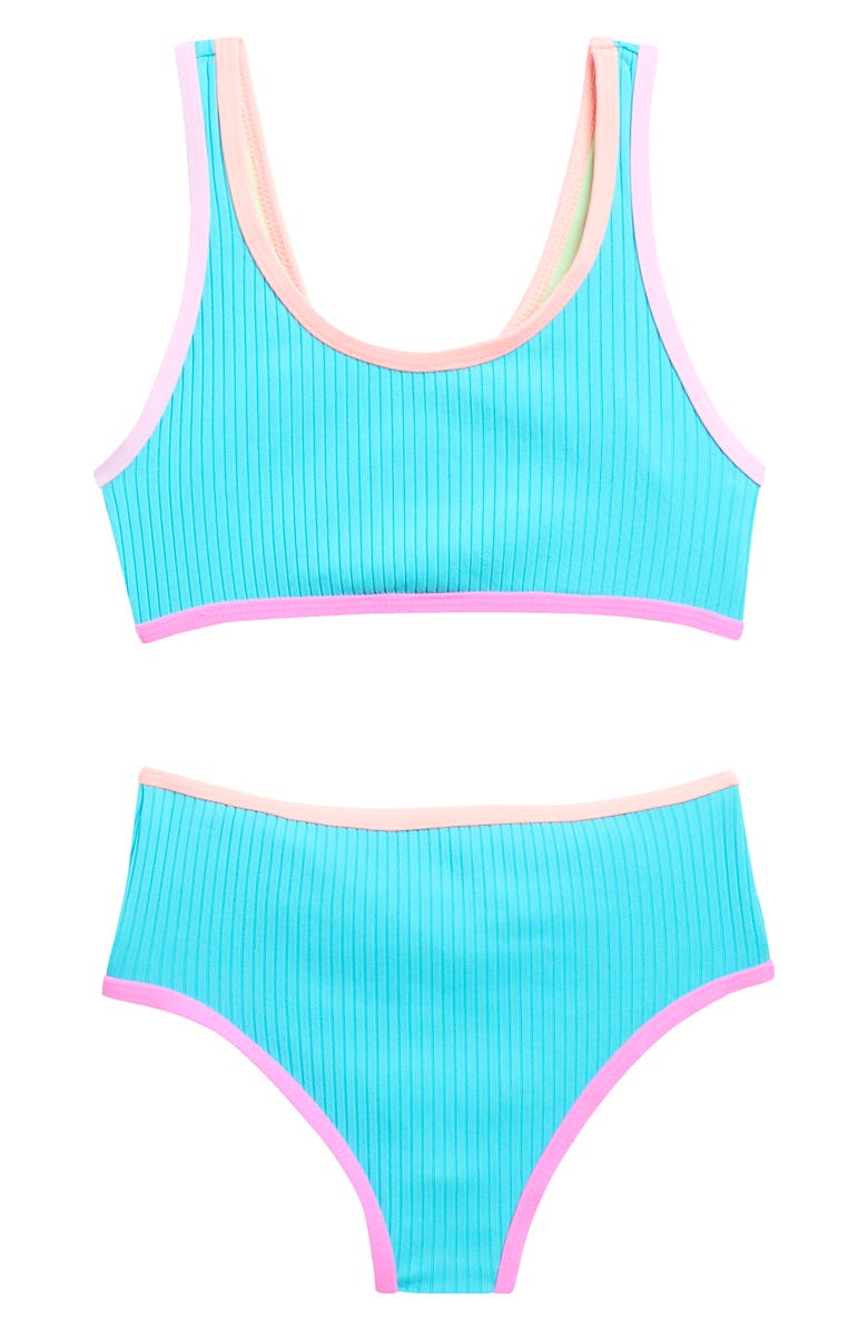 Beach Lingo Kids' Two-Piece Bralette Swimsuit, Main, color, Pool Party