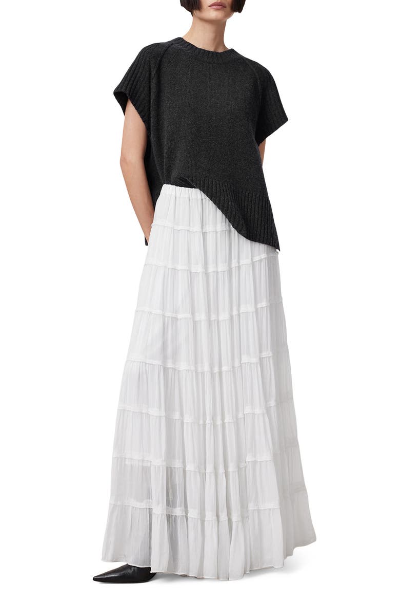 Eva Tiered Maxi Skirt, Alternate, color, CHALK WHITE