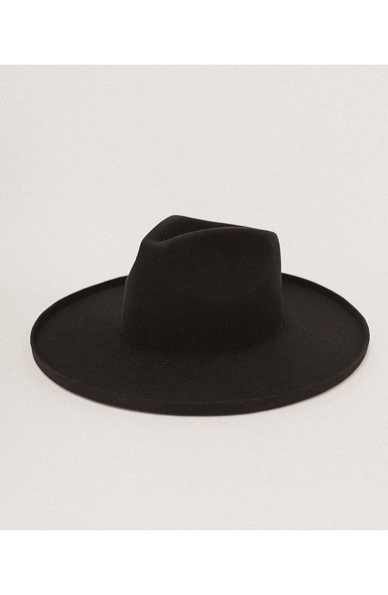 Two Roads Hat Co. Five Points Wide Brim Fedora Hat, Main, color, Black