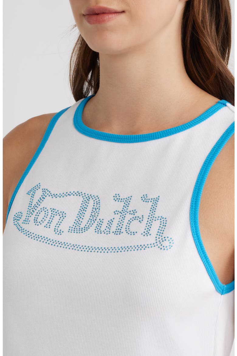 Rhinestone Ribbed Ringer Tank, Alternate, color, BRIGHT WHITE/ DRESDEN BLUE