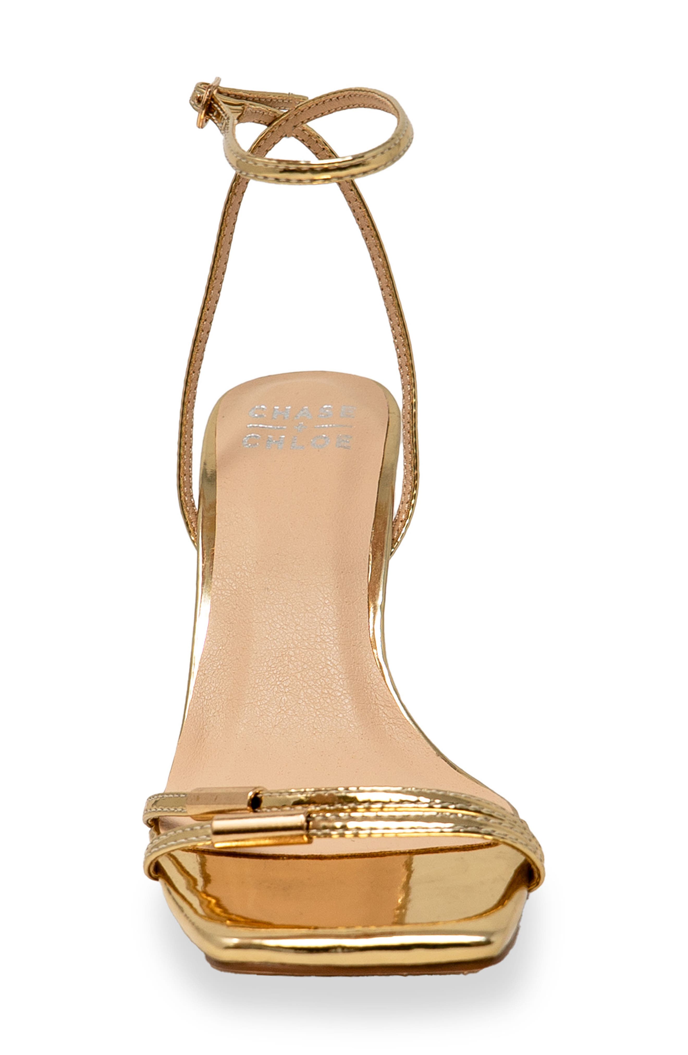 CHASE AND CHLOE Cielle Ankle Strap Sandal, Alternate, color, Gold Metallic