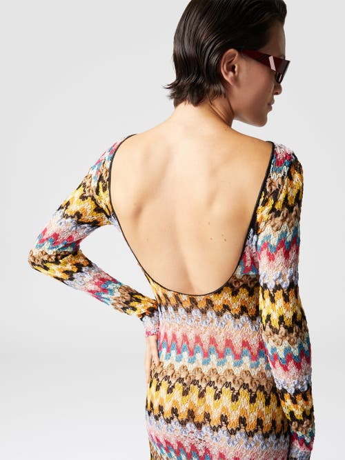 Missoni Multicolor Long Dress With All-over Zig Zag Motif In Fabric Woman In Multicoloured