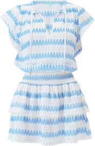Melissa Odabash Remi Stripe Flutter Sleeve Tiered Cover-Up Minidress