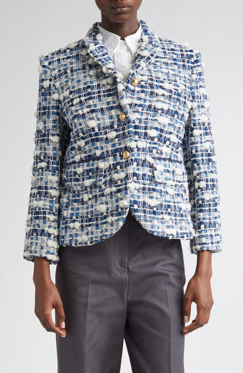 Thom Browne Denim Tweed Blazer, Main, color, Navy