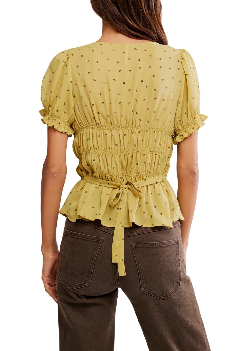 Adore You Ruffle Puff Sleeve Peplum Top, Alternate, color, CRUSHED ROSEMARY COMBO