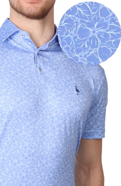 Shop Tailorbyrd Overlapping Flowers Performance Polo In Blue