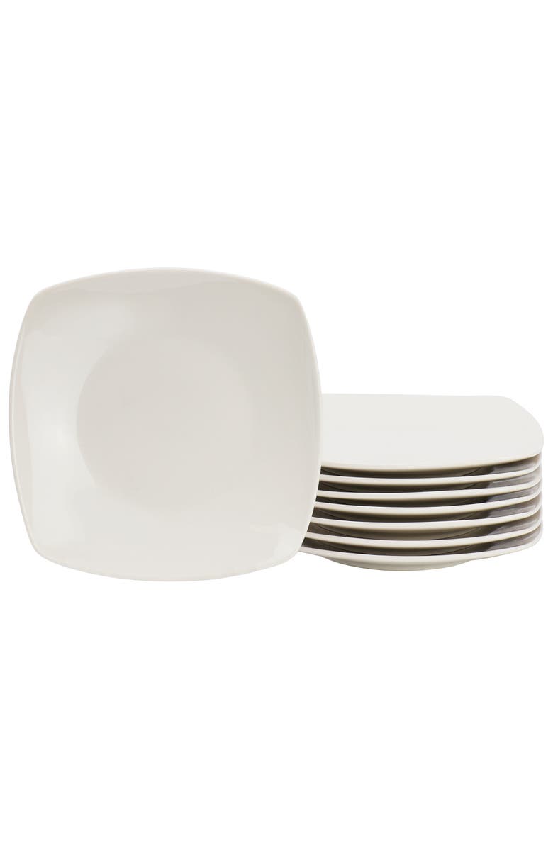 Gibson Home Zen Buffetware 8 Piece 7in Stoneware Dessert Plate Set, Main, color, White